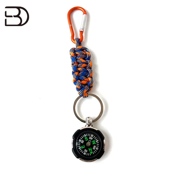 Camping Survival Tool Paracord Keychain with Compass 