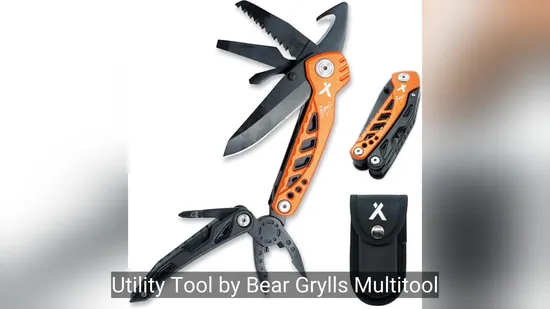 Utility Tool by Bear Grylls, Multitool Pocket Knife for Camping, Hiking, EDC and Survival, with Bottle & Can Opener, Pliers, Screwdriver 
